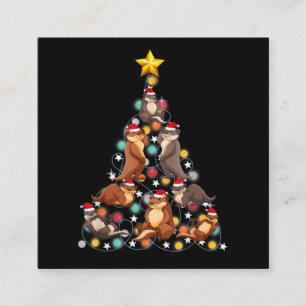 Tarjeta De Visita Cuadrada santa nutria árbol de navidad  graciosos navidade