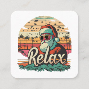 Tarjeta De Visita Cuadrada Santa Retro con un título Relájate