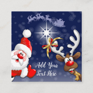 Tarjeta De Visita Cuadrada Santa y los renos Feliz Personalizado