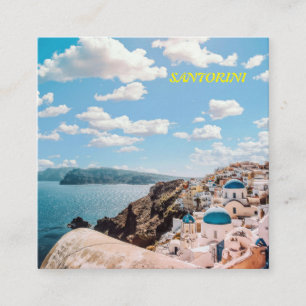 Tarjeta De Visita Cuadrada Santorini, Grecia Beach House