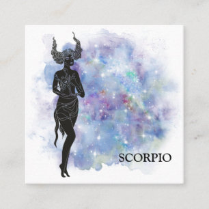Tarjeta De Visita Cuadrada *~* SCORPIO Lecturas Astrológicas Zodiacas rosada