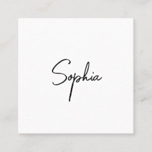 Tarjeta De Visita Cuadrada Script de firma, cuadro profesional blanco moderno