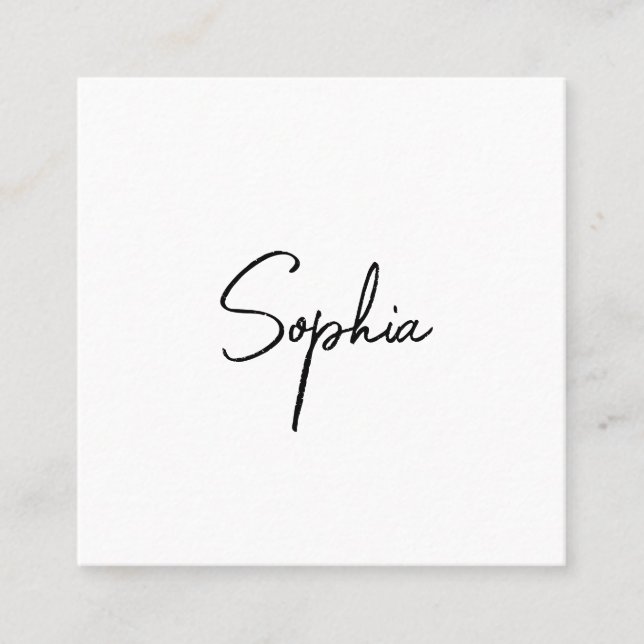 Tarjeta De Visita Cuadrada Script de firma, cuadro profesional blanco moderno (Anverso)
