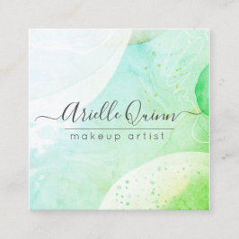 Tarjeta De Visita Cuadrada Script de formas de acuarela moderna de artista de