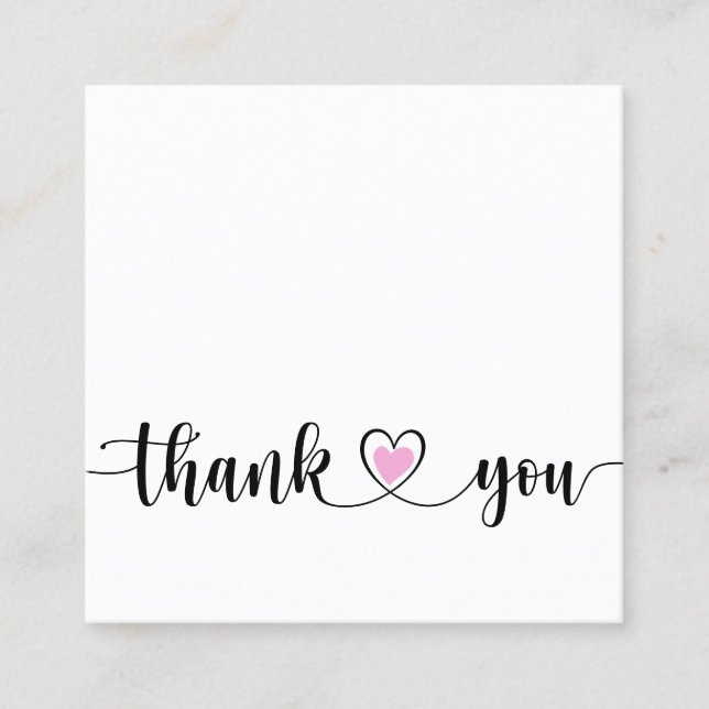 Tarjeta De Visita Cuadrada script moderno simple gracias por tu pedido (Anverso)