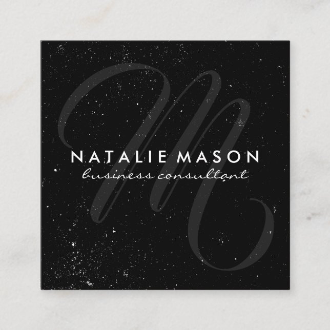 Tarjeta De Visita Cuadrada Script Monograma con espectros (Anverso)