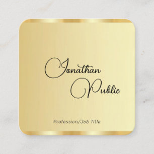 Tarjeta De Visita Cuadrada Script Name Faux Gold Template Profesional Moderno