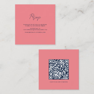 Tarjeta De Visita Cuadrada Script QR Boda de código RSVP