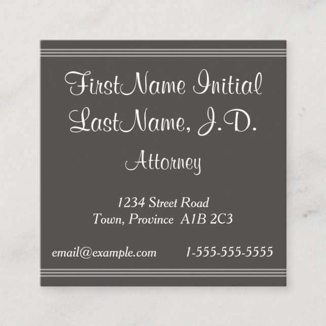 Tarjeta De Visita Cuadrada Script Text Attorney Business Card (Anverso)