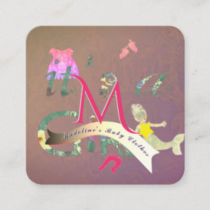 Tarjeta De Visita Cuadrada Seamstress Baby Clothes Business Maroon