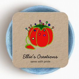 Tarjeta De Visita Cuadrada Seamstress Red Pin Cushion Seamstress Square Busi
