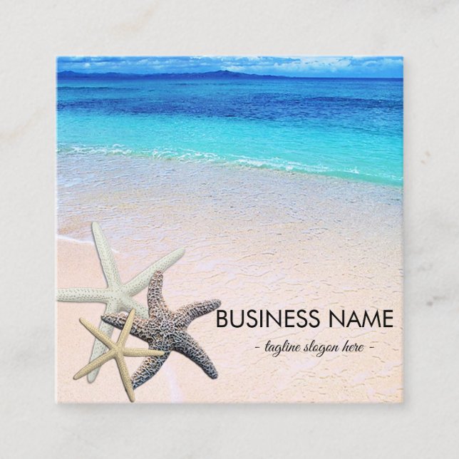 Tarjeta De Visita Cuadrada Seashells de las estrellas de mar en personalizado (Anverso)