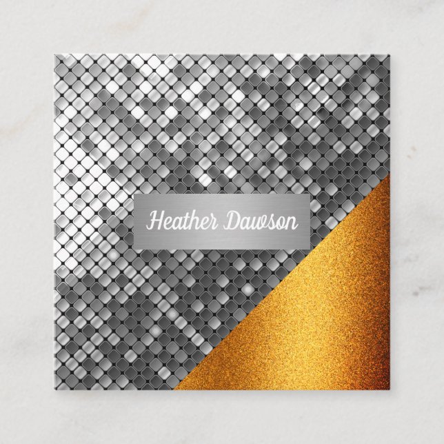 Tarjeta De Visita Cuadrada Secuencia y Purpurina (Anverso)