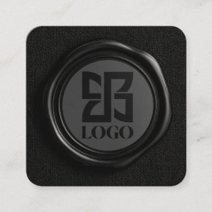Tarjeta De Visita Cuadrada Sello de cera negro oscuro elegante logotipo empre