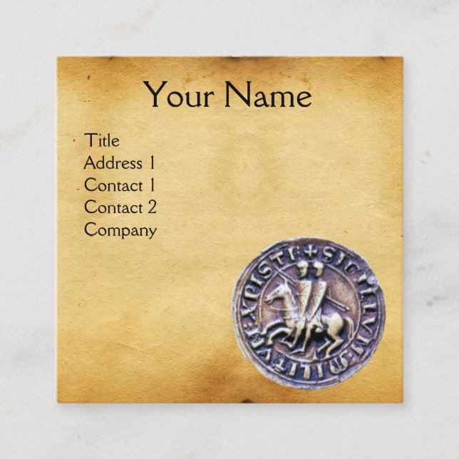 TARJETA DE VISITA CUADRADA SELLO DE LA PLANTILLA DE KNIGHTS (Anverso)