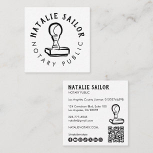 Tarjeta De Visita Cuadrada Sello de madera Logo Notario Público Redes sociale