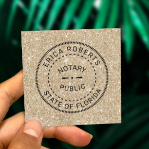 Tarjeta De Visita Cuadrada Sello de Notario Público Moderno Brillo Dorado