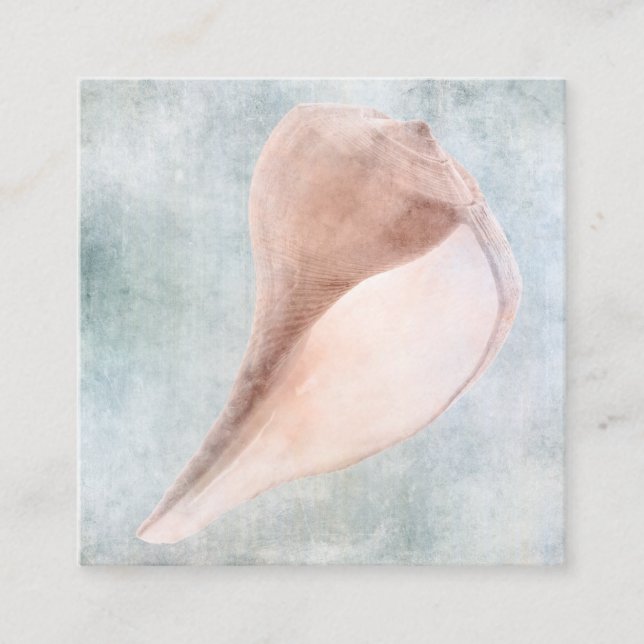 Tarjeta De Visita Cuadrada Sello en pintura pastel azul crema y costera (Anverso)