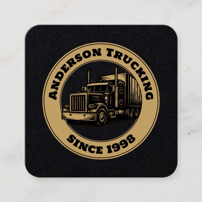 Tarjeta De Visita Cuadrada Semi Truck Trucking Template (Anverso)