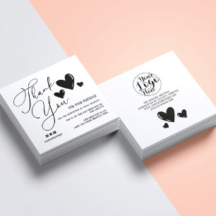 Tarjeta De Visita Cuadrada Sencilla escritura de firma Corazones Orden Gracia