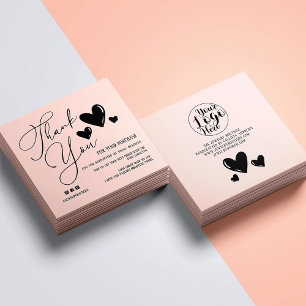 Tarjeta De Visita Cuadrada Sencilla escritura de firma Corazones Orden Gracia