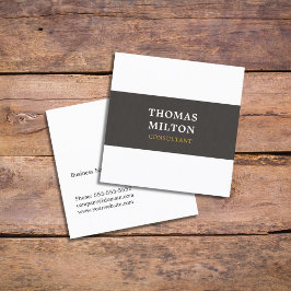 Tarjeta De Visita Cuadrada Sencillo Consultor Elegante de Textura Gris Blanco