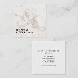 Tarjeta De Visita Cuadrada Sencillo elegante mármol de oro blanco profesional