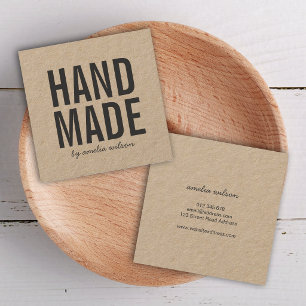 Tarjeta De Visita Cuadrada Sencillo Elegante Rústico Kraft Hecho a Mano