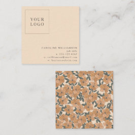 Tarjeta De Visita Cuadrada Sencillo logotipo floral moderno Boho Feminine