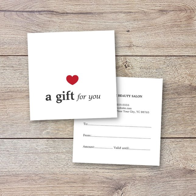 Tarjeta De Visita Cuadrada Sencillo Salón Elegante De Belleza Blanco Corazón  (Subido por el creador)