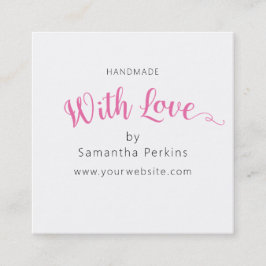 Tarjeta De Visita Cuadrada Sencillo y elegante rosa y blanco hecho a mano con