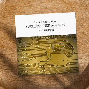 Tarjeta De Visita Cuadrada Sencillo y elegante tablero de circuito de oro Ser
