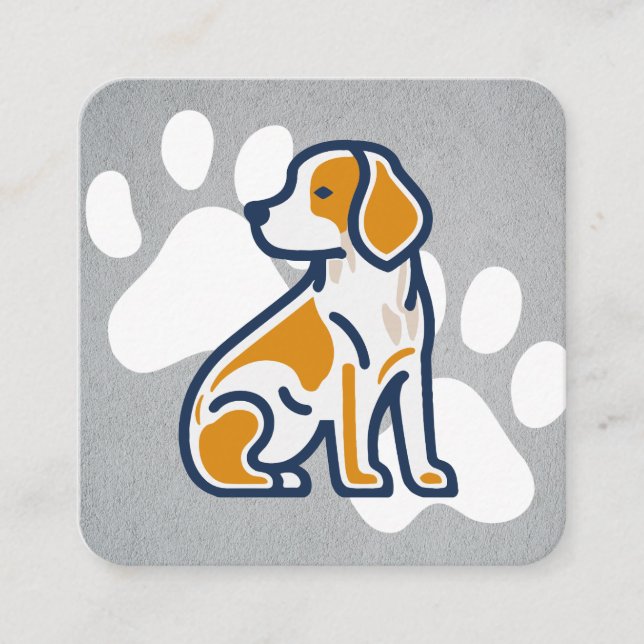 Tarjeta De Visita Cuadrada Sentado de Cachorro | Papas de dogma (Anverso)