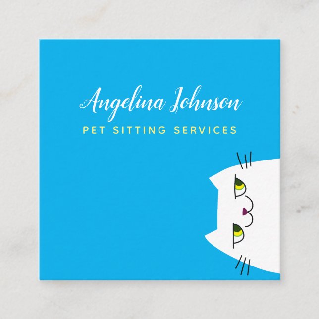 Tarjeta De Visita Cuadrada Sentado de Mascota de gato lindo (Anverso)