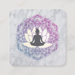 Tarjeta De Visita Cuadrada Sentando Lotus Mandala y Marble
