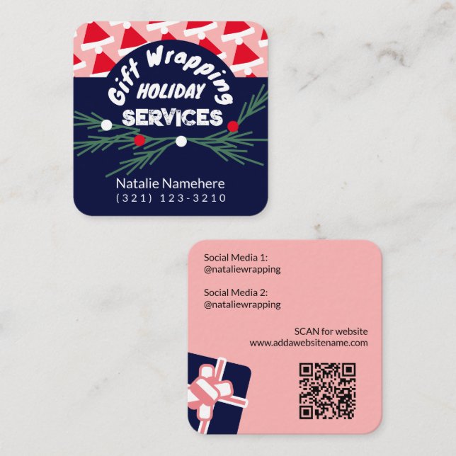 Tarjeta De Visita Cuadrada Servicio de ajuste de regalo profesional rosa mode (Anverso / Reverso)