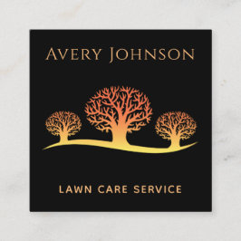 Tarjeta De Visita Cuadrada Servicio de atención al césped Vibrante Naranjas Á