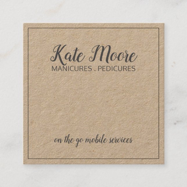 Tarjeta De Visita Cuadrada Servicio De Belleza De Nail Manicurist O Pedicuris (Anverso)