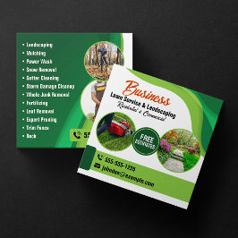 Tarjeta De Visita Cuadrada Servicio de jardín y paisajismo verde y Naranja
