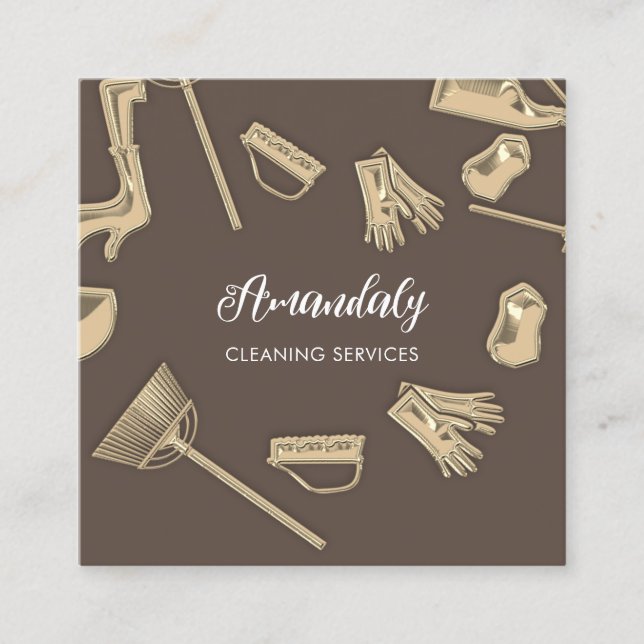 Tarjeta De Visita Cuadrada Servicio de limpieza de casas de trabajo Servicios (Anverso)