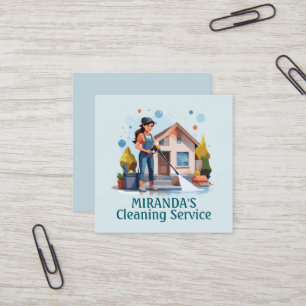 Tarjeta De Visita Cuadrada Servicio de limpieza de casas modernas ama de llav