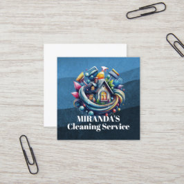 Tarjeta De Visita Cuadrada Servicio de limpieza de casas modernas ama de llav