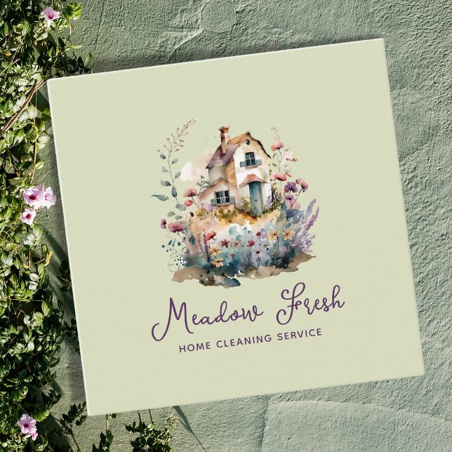 Tarjeta De Visita Cuadrada Servicio de limpieza de casas particulares Floral (Subido por el creador)