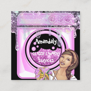 Tarjeta De Visita Cuadrada Servicio de limpieza de lavado de ropa Jabón de c