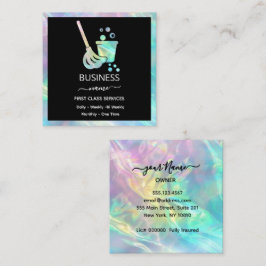 Tarjeta De Visita Cuadrada Servicio de limpieza de oficinas Holográficas