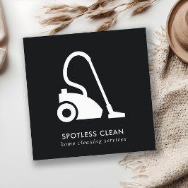 TARJETA DE VISITA CUADRADA SERVICIO DE LIMPIEZA DE VACÍO SIMPLE EN BLANCO NEG