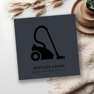 TARJETA DE VISITA CUADRADA SERVICIO DE LIMPIEZA DE VACÍO SIMPLE GRIS NEGRO