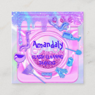 Tarjeta De Visita Cuadrada Servicio de limpieza Máquina de lavado con lavado