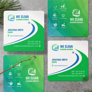 Tarjeta De Visita Cuadrada Servicio de limpieza profesional, jardinería, elim