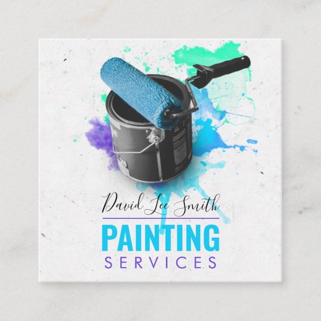 Tarjeta De Visita Cuadrada Servicio de pintura profesional (Anverso)
